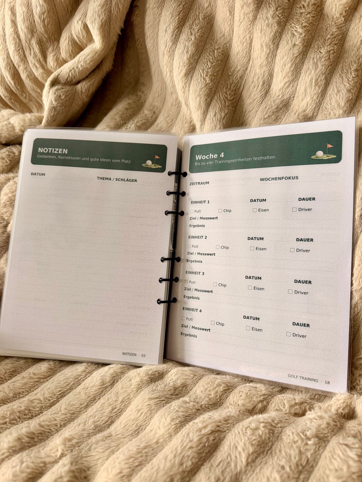 Golf Notizbuch Trainings Tracker