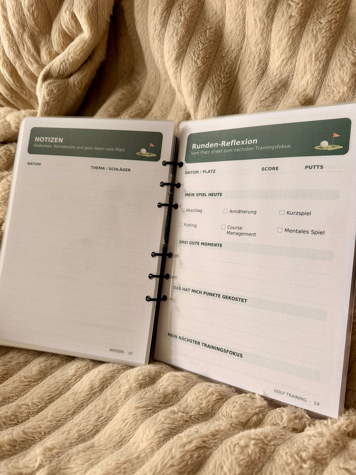 Golf Notizbuch Trainings Tracker